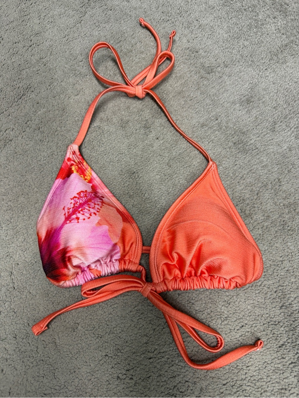 wild fable Coral Orange & Pink Floral Triangle Bikini Top